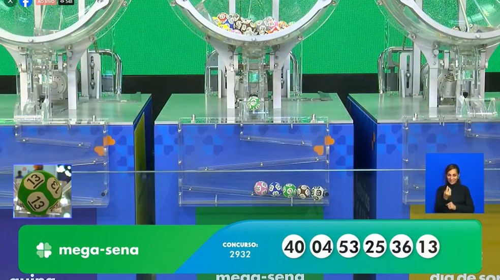 Resultado da Mega Sena 2.932 — Foto: Reprodução/Facebook/Loterias CAIXA