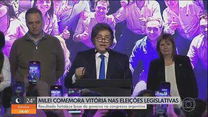 Milei comemora vitória do partido dele nas eleições legislativas na Argentina