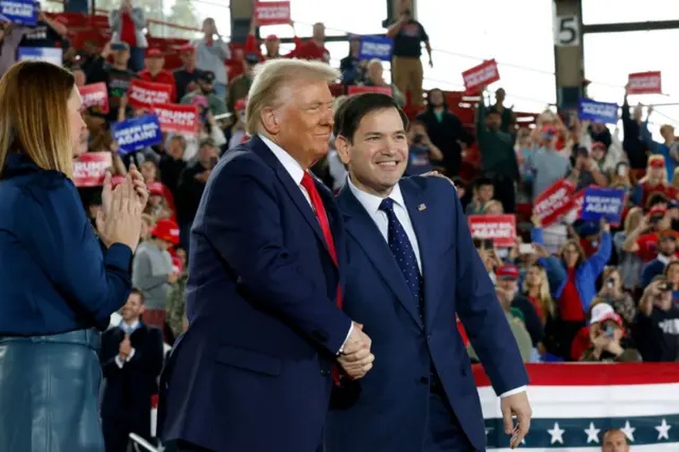 Após ataques pessoais nas primárias das eleições de 2016, Trump e Rubio se acertaram e passaram a ter um bom relacionamento — Foto: Chip Somodevilla/Getty Images
