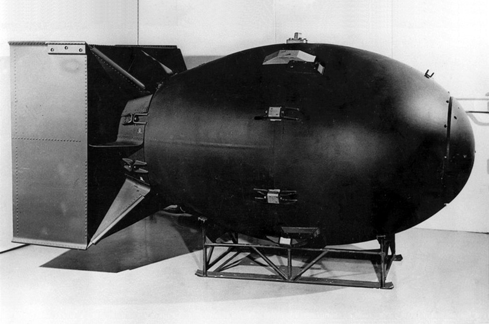 Fat Man, a bomba nuclear que os EUA usaram em Nagasaki, em 1945 — Foto: Reprodução/U.S. Department of Defense