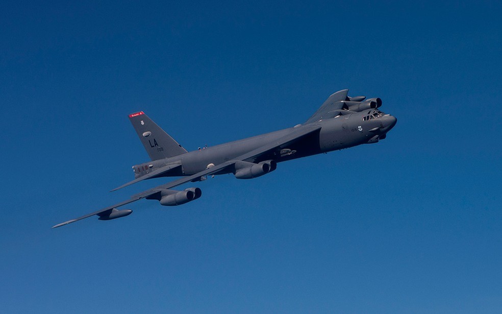 Avião bombardeiro B-52 da Força Aérea dos Estados Unidos. — Foto: Divulgação/Boeing