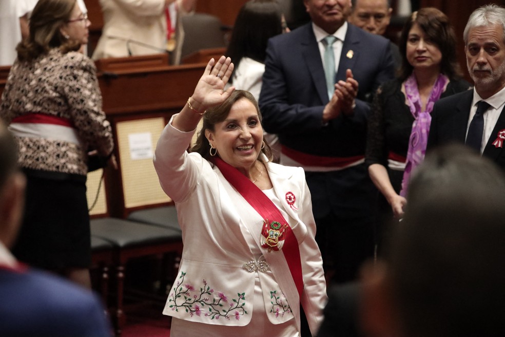 A ex-presidente do Peru, Dina Boluarte — Foto: Aldair Mejia/AFP