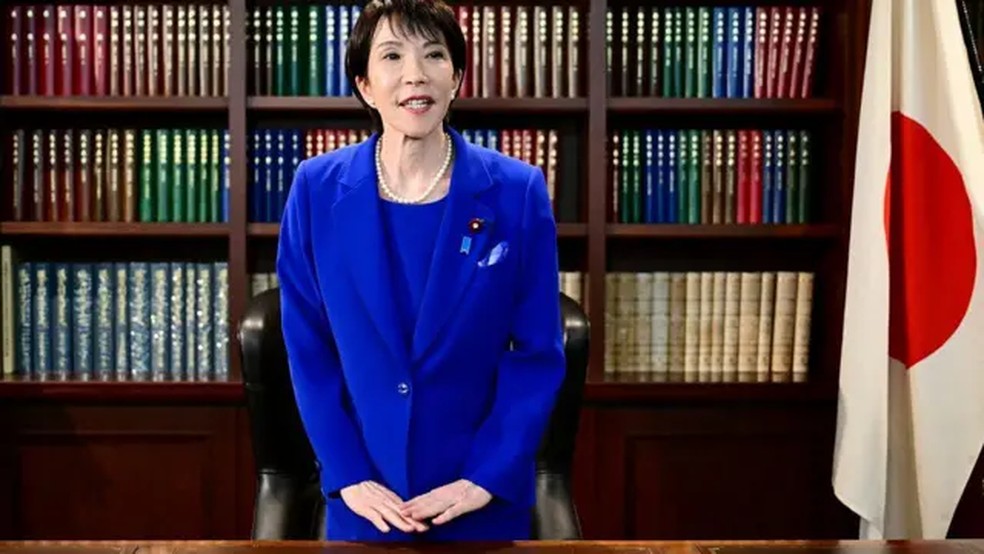 Durante campanha interna do partido PLD, Takaichi defendeu a criação de um centro de comando focado na imigração. — Foto: Reuters via BBC