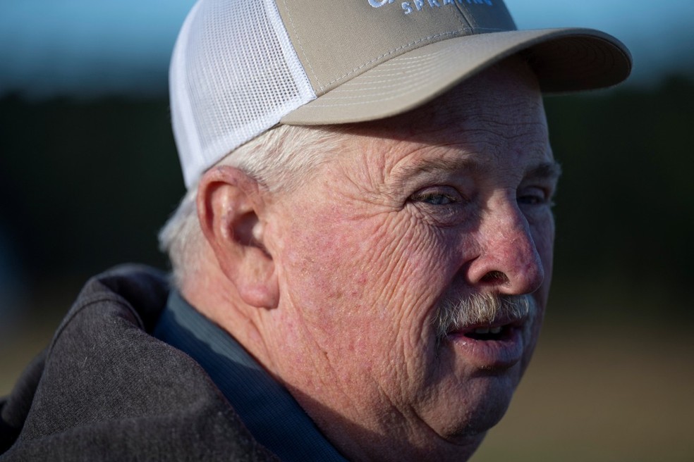 Travis Hutchison, produtor de soja dos EUA — Foto: ROBERTO SCHMIDT / AFP