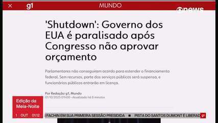'Shutdown': Governo dos EUA é paralisado após Congresso não aprovar orçamento