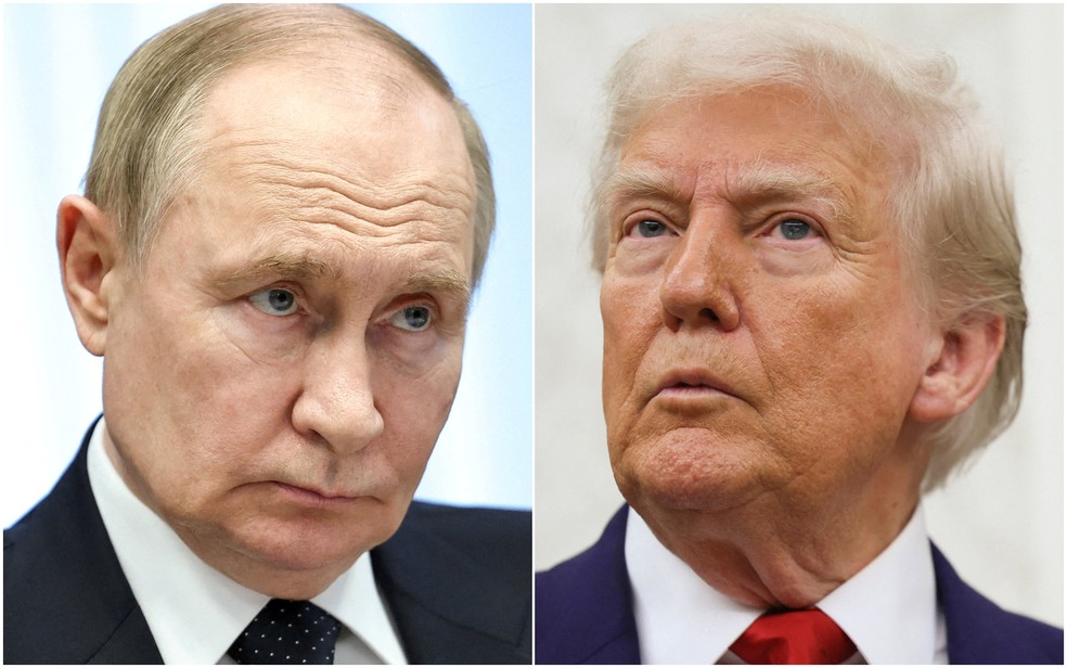 Putin e Trump — Foto: Sputnik/Alexander Kazakov/Pool via REUTERS; REUTERS/Leah Millis