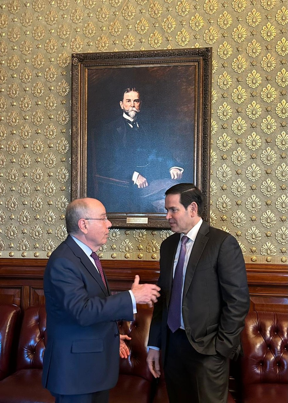 Mauro Vieira e Marco Rubio se encontraram em Washington — Foto: Embaixada do Brasil
