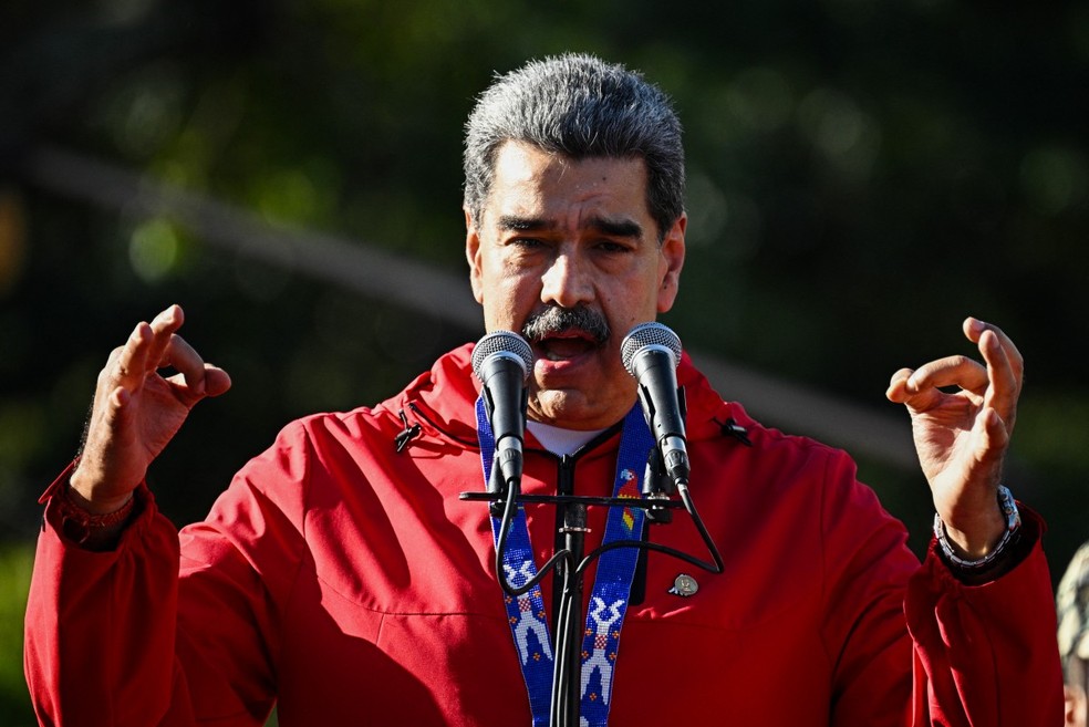 O presidente da Venezuela, Nicolás Maduro, durante evento indígena em 12 de outubro de 2025 — Foto: Frederico Parra/AFP