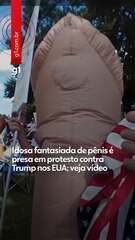 Idosa fantasiada de pênis é presa em protesto contra Trump nos EUA