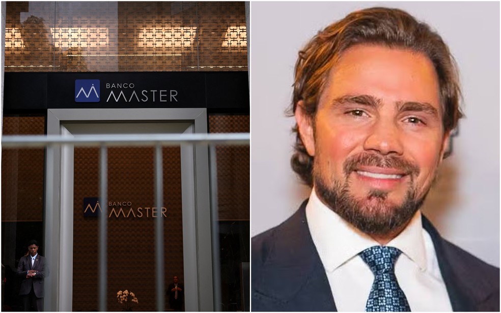 Fachada do Banco Master na Faria Lima e Daniel Vorcaro — Foto: Amanda Perobelli/Reuters; Reprodução