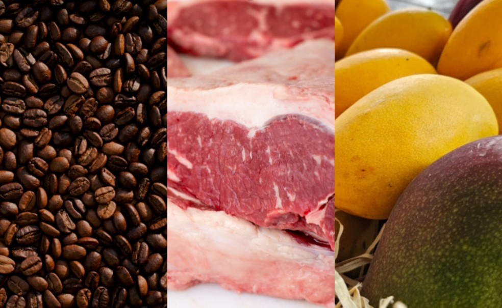 Café, carne e frutas, como a manga, estão entre os alimentos brasileiros atingidos pela sobretarifa de 50% dos EUA — Foto: g1