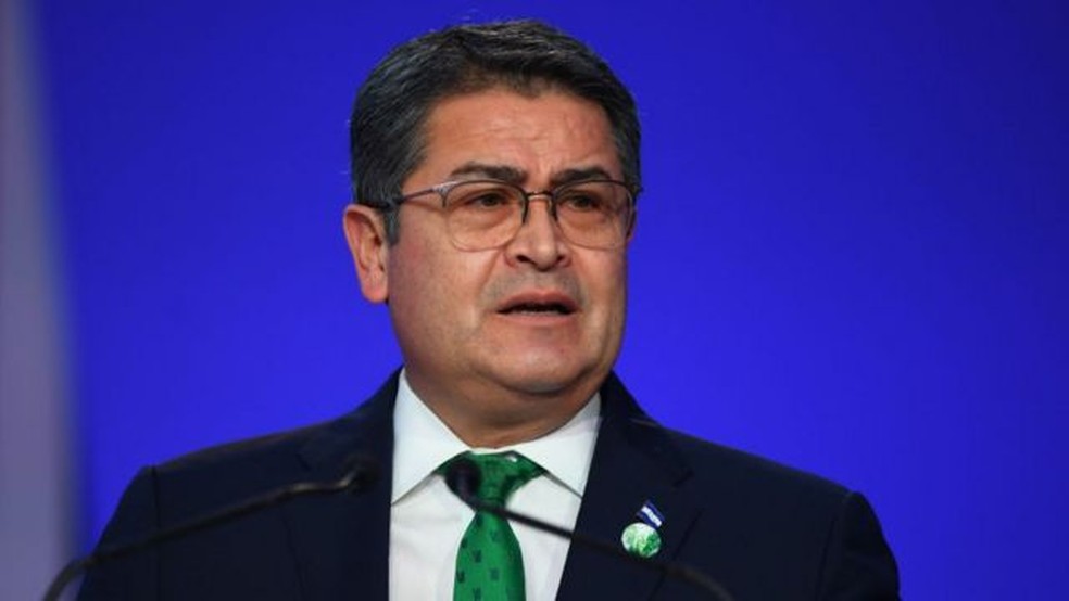 Juan Orlando Hernández foi denunciado pela Justiça americana por supostas ligações com tráfico de drogas — Foto: Getty Images/Via BBC