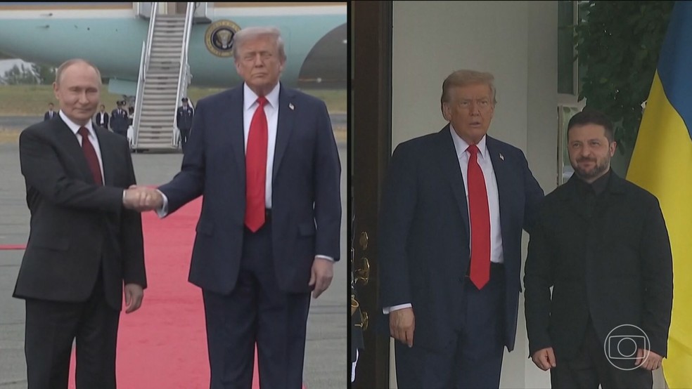 Trump diz que não vai enviar soldados para Ucrânia e chanceler russo cita troca de territórios — Foto: Reprodução/TV Globo