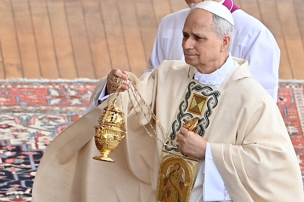 Missa inaugural do papa Leão XIV — Foto: Isabella Bonotto/AFP