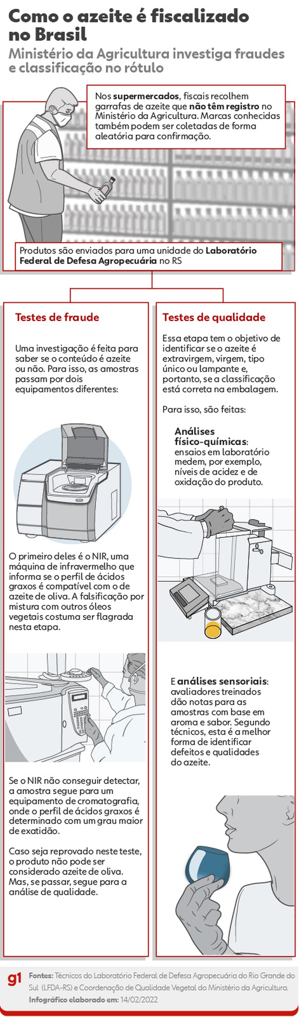 Passo a passo de como o azeite é fiscalizado — Foto: Arte/g1