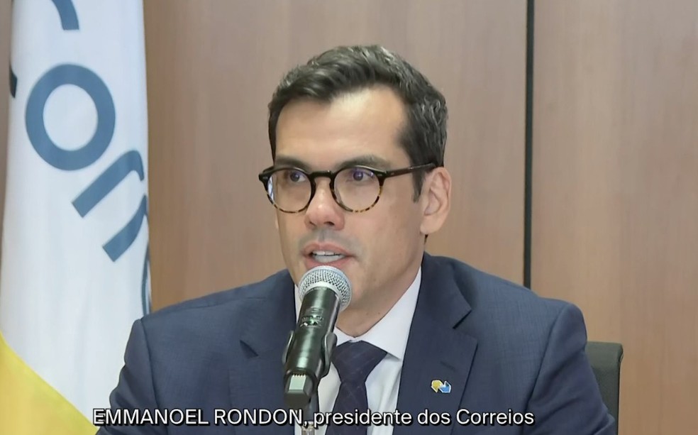 O presidente dos Correios, Emmanoel Rondon, durante entrevista em Brasília — Foto: Reprodução/GloboNews