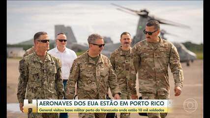 Aviões e helicópteros militares dos EUA são vistos em base militar em Porto Rico, mais perto da Venezuela    