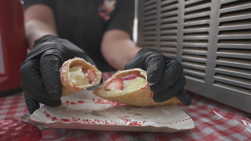 Pastel de morango — Foto: Reprodução/TV Globo