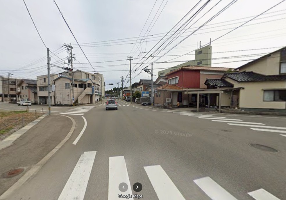 Cruzamento em Anamizu, no Japão, em que tremores de terremoto de 1° de janeiro de 2024 foram registrados. — Foto: Google Maps