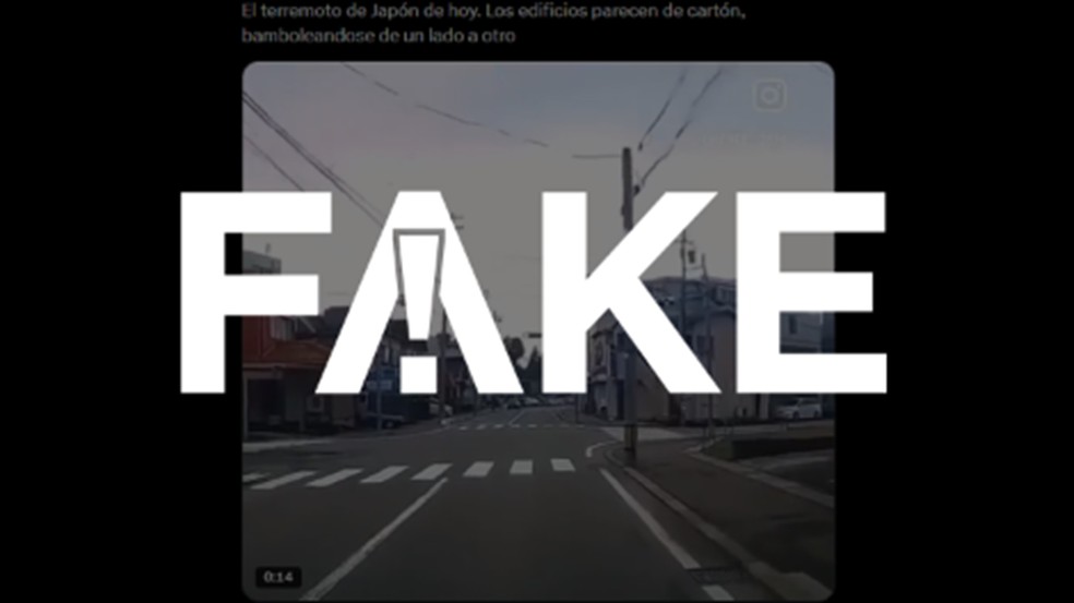 É #FAKE que vídeo mostre casas tremendo durante terremoto de dezembro de 2025 no Japão; cena é de janeiro de 2024 — Foto: Reprodução