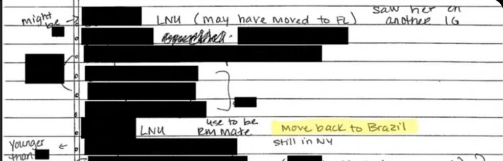 Trecho de documento em que é narrado 'retorno ao Brasil'. — Foto: Reprodução via BBC