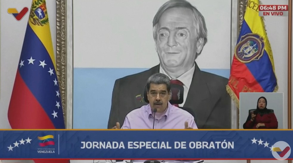 Presidente da Venezuela, Nicolás Maduro, em transmissão ao vivo na TV estatal — Foto: Reprodução