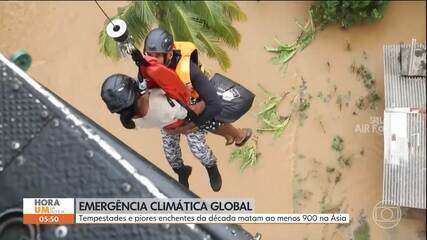 Tempestades e piores enchentes da década matam ao menos 900 na Ásia
