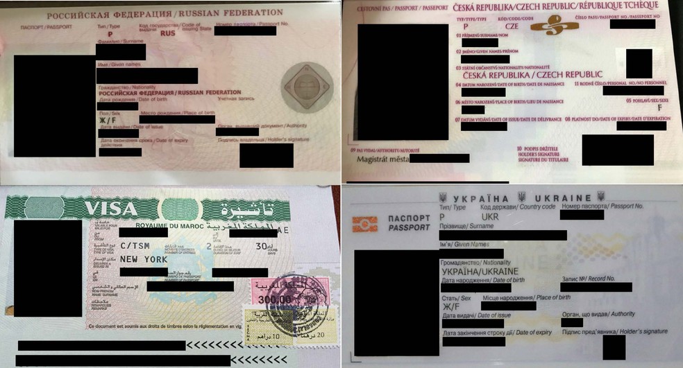 Fotos de passaportes de mulheres fazem parte do acervo de Epstein, acusado de tráfico internacional de mulheres — Foto: Comissão de Supervisão da Câmara dos EUA / Divulgação