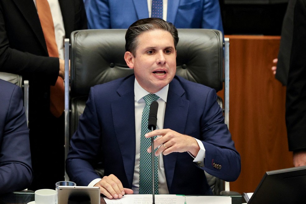 O presidente da Câmara, Hugo Motta — Foto: Sergio Lima/AFP