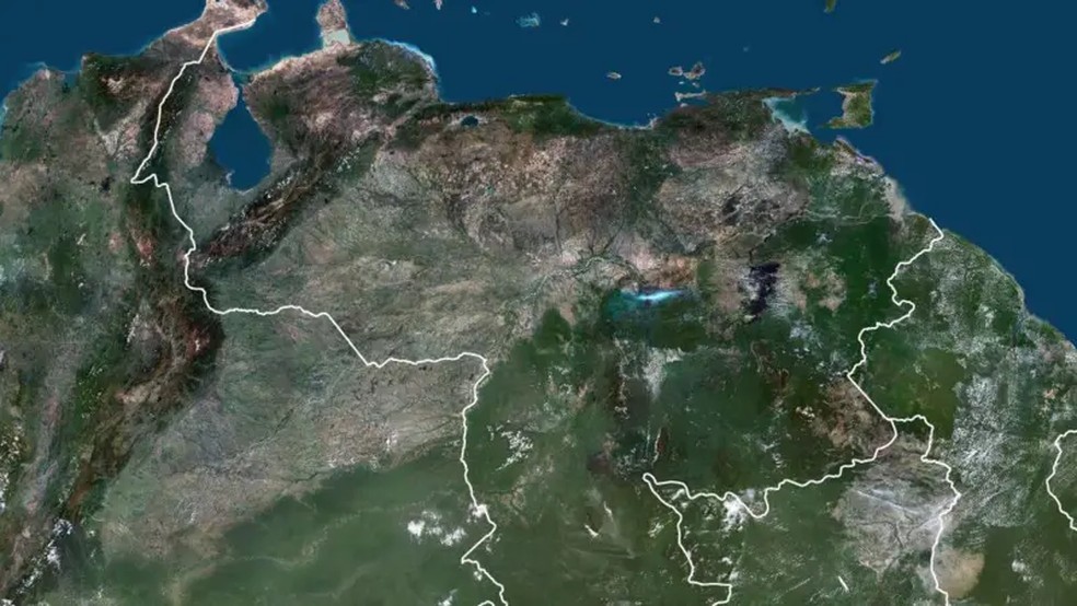Venezuela vista do espaço. — Foto: Getty Images via BBC