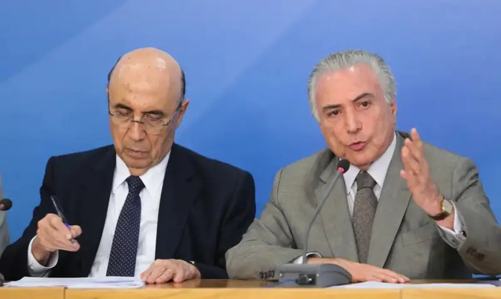 Meirelles foi conselheiro e Temer atuou como advogado para o Master — Foto: Antonio Cruz/Agência Brasil via BBC