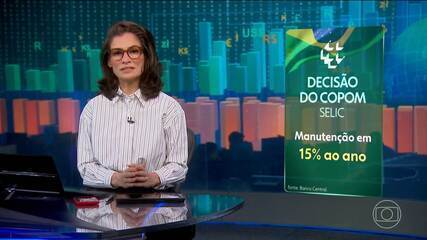 Copom mantém selic em 15% ano ano pela quarta vez seguida