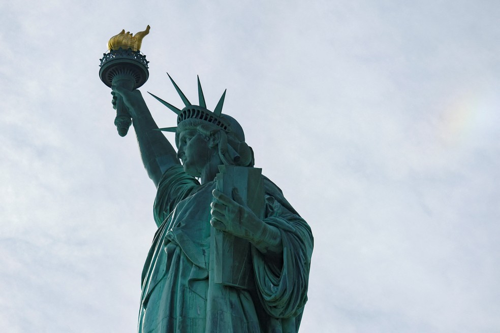 Estátua da Liberdade em Nova York, em 30 de setembro de 2025 — Foto: Reuters/Jeenah Moon