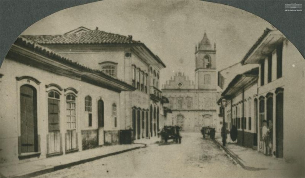 Rua do Rosário, atual Rua 15 de Novembro, em 1880: capital paulista registrou 30 mil habitantes no Censo de 1872 — Foto: Arquivo Nacional via BBC