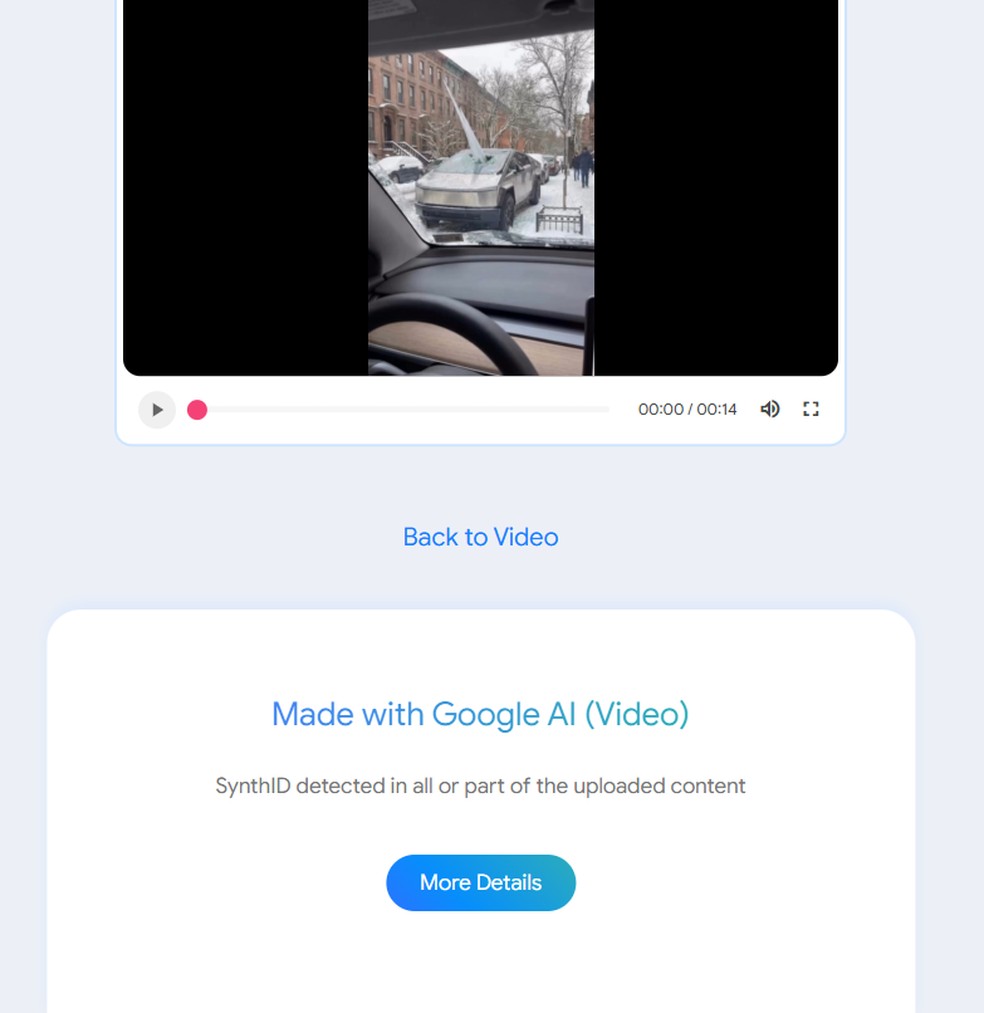 Diagnóstico do SynthID — Foto: g1
