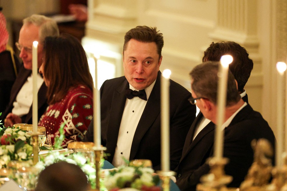 Elon Musk em jantar de Casa Branca em 18 de novembro de 2025 — Foto: REUTERS/Tom Brenner