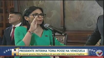 Delcy Rodriguez diz que ação militar americana é ilegítima, ao tomar posse como presidente da Venezuela