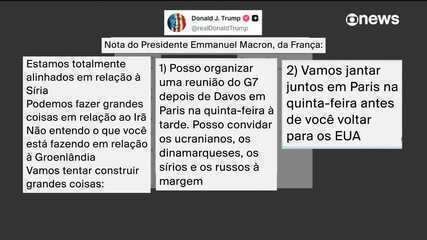 Trump divulga mensagem de Macron nas redes sociais: 'Não entendo o que você está fazendo em relação à Groenlândia'