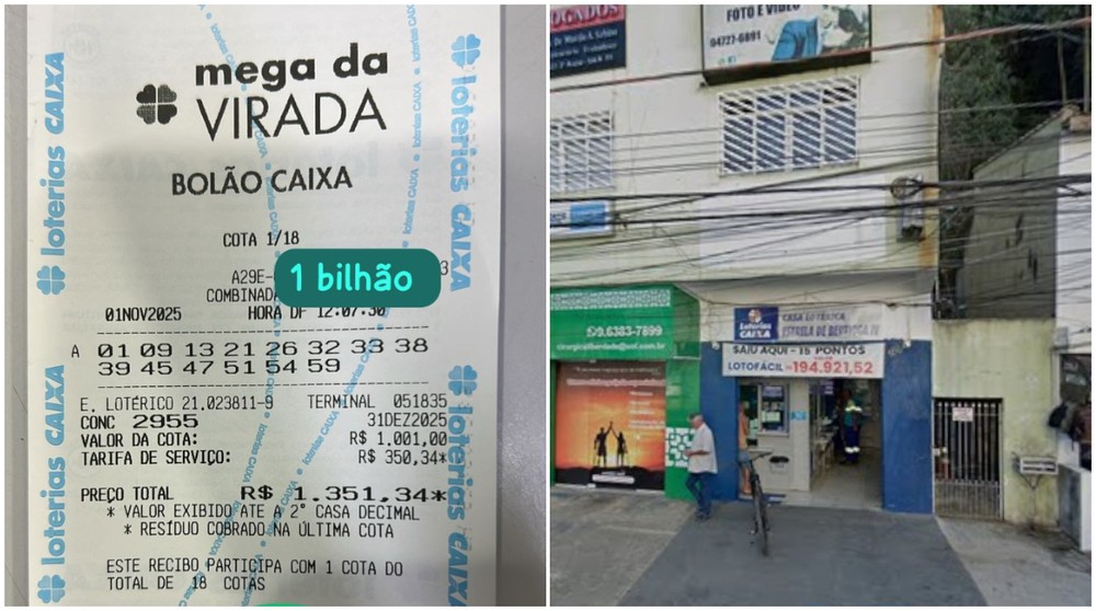 Bolão com 18 cotas foi um dos acertadores da Mega da Virada 2025 — Foto: Reprodução
