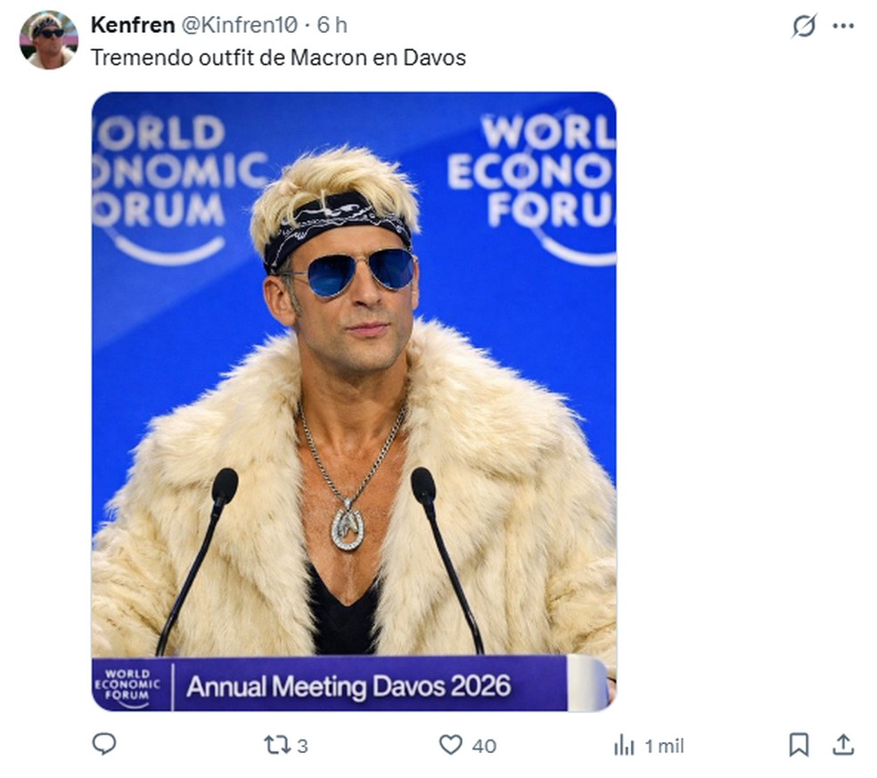 Meme sobre óculos do Macron — Foto: Reprodução/X