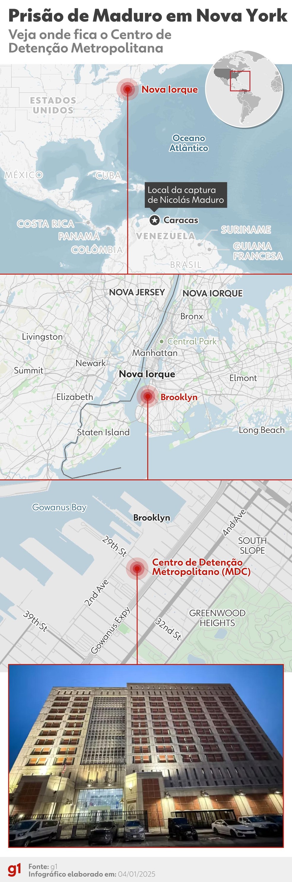 Prisão de Maduro em Nova York. — Foto: Arte/g1