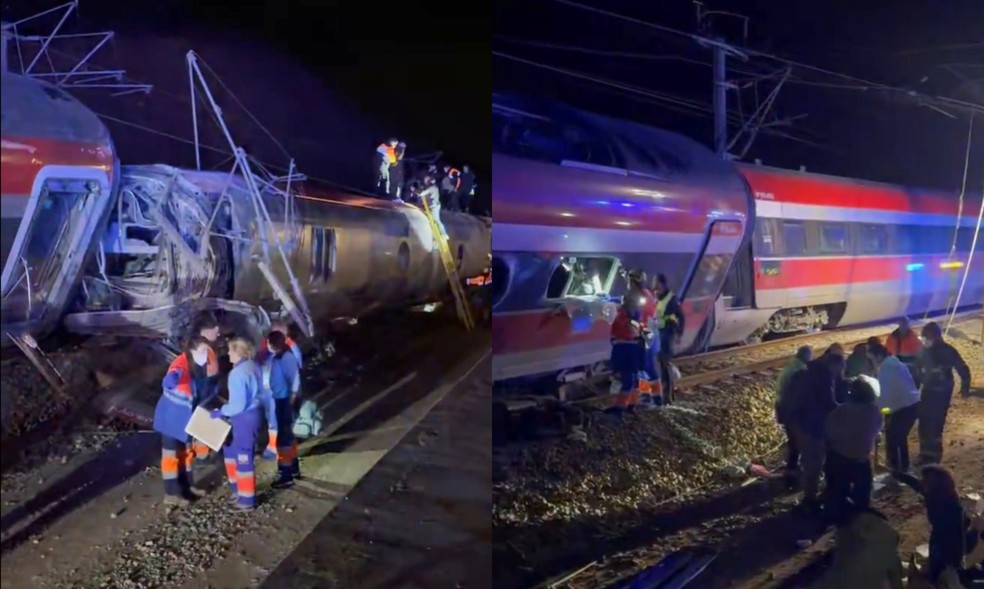 Trens descarrilaram na Espanha e deixam mortos — Foto: Reprodução X