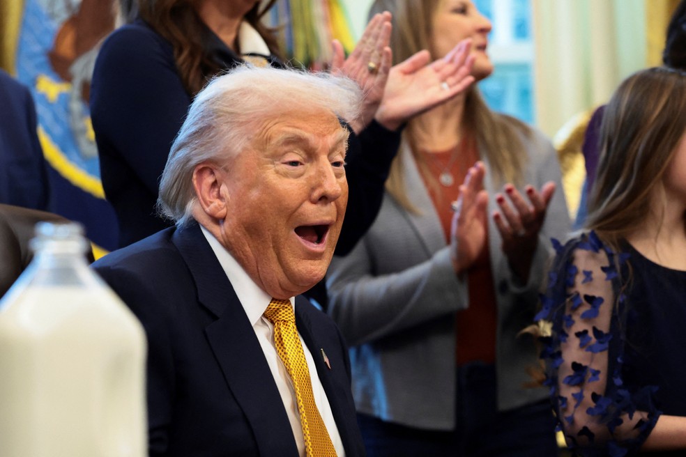 O presidente Donald Trump durante evento na Casa Branca, em 14 de janeiro de 2026 — Foto: REUTERS/Evelyn Hockstein