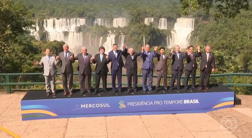 Cúpula do Mercosul tem divergências entre Lula e Milei sobre Venezuela e acordo com UE — Foto: Reprodução/Jornal Nacional