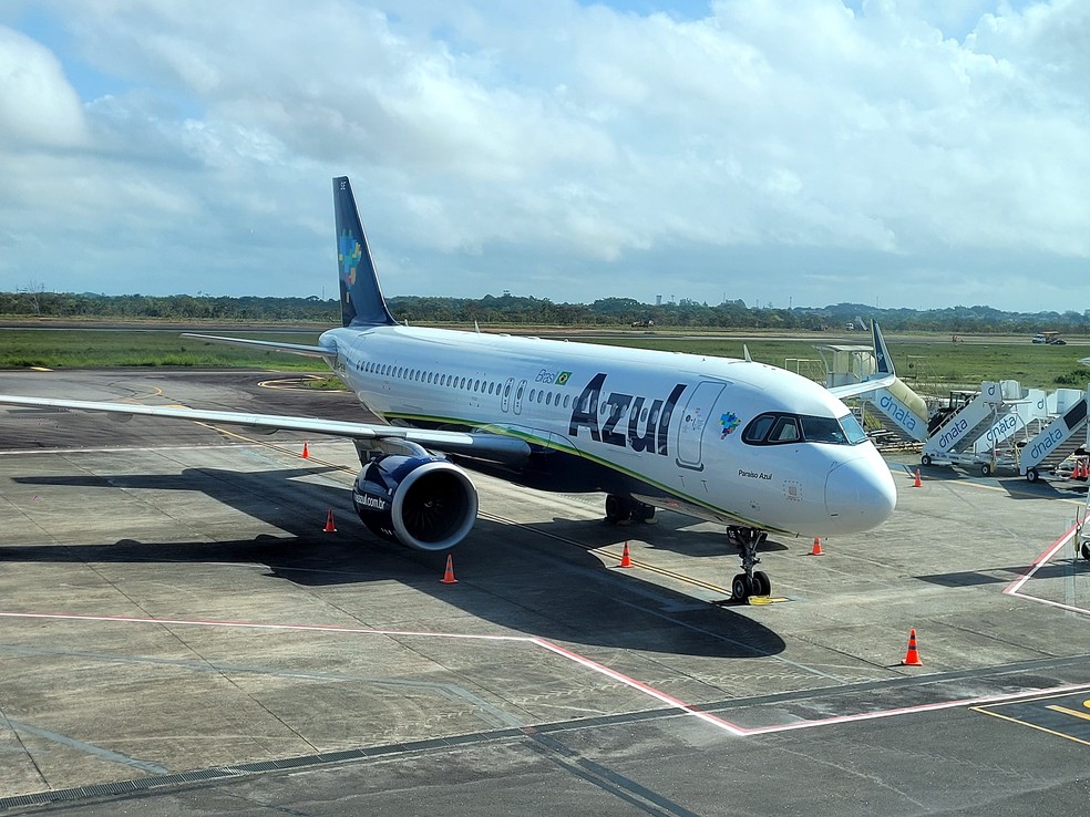 Voo da Azul no Amapá é cancelado após problemas em pneu de avião — Foto: Jorge Júnior/Rede Amazônica