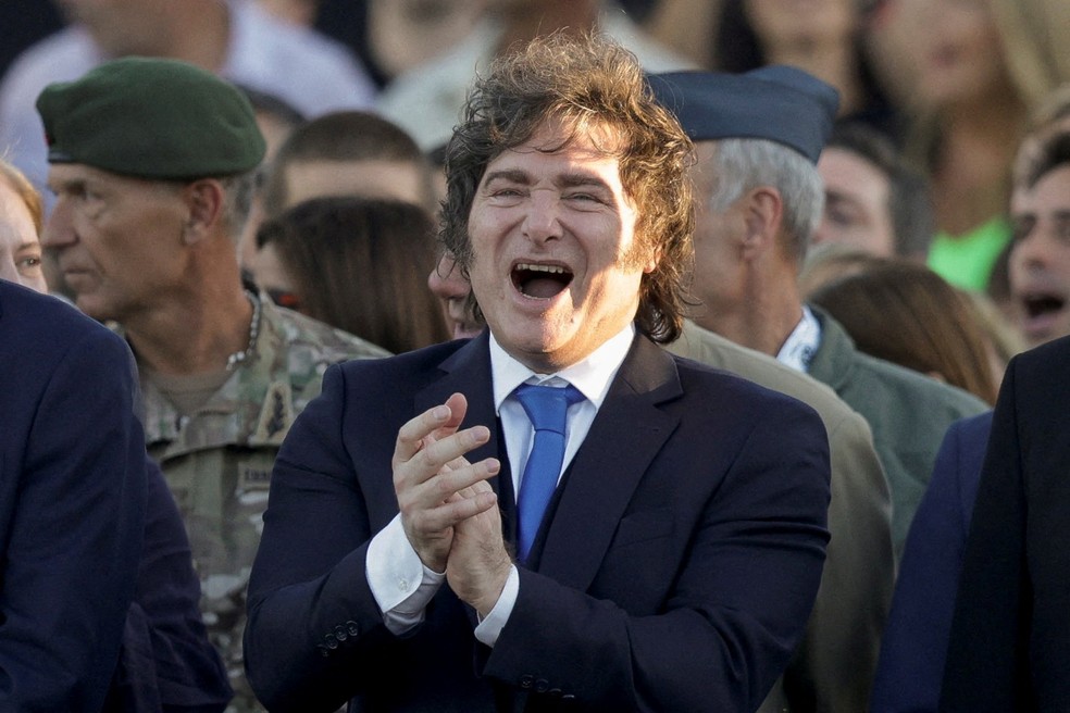 O presidente da Argentina, Javier Milei, em 7 de fevereiro de 2026 — Foto: REUTERS/Francisco Loureiro