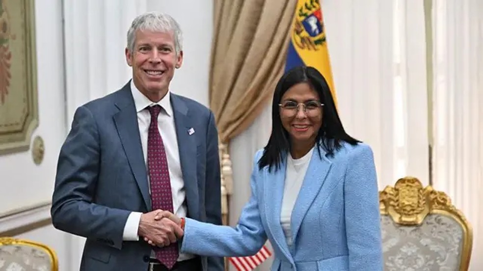 O Secretário de Energia dos EUA, Chris Wright, tornou-se o funcionário americano de mais alto escalão a visitar a Venezuela em mais de duas décadas — Foto: Getty Images via BBC