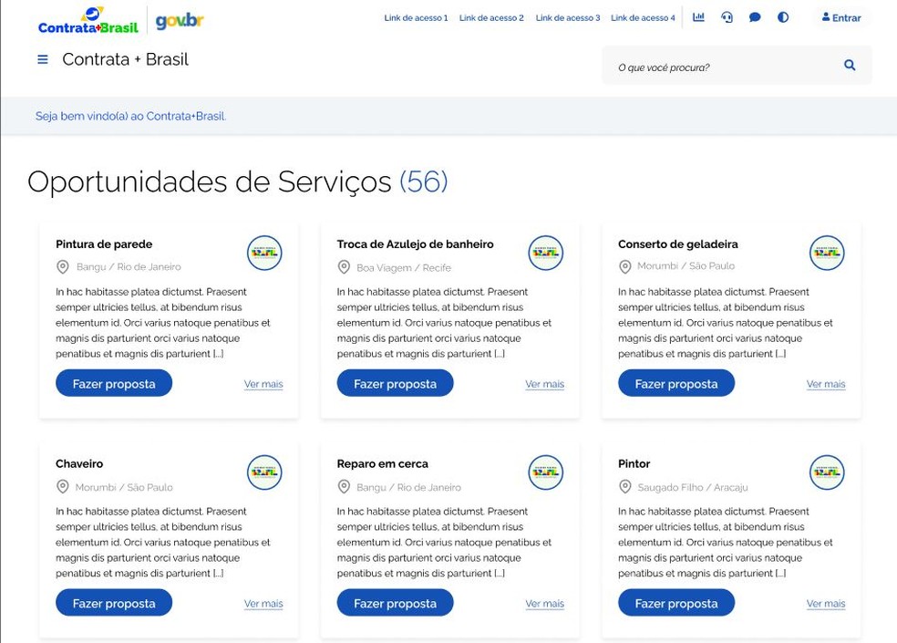 Tela do site 'Contrata+Brasil', lançado pelo governo federal — Foto: PR/Reprodução