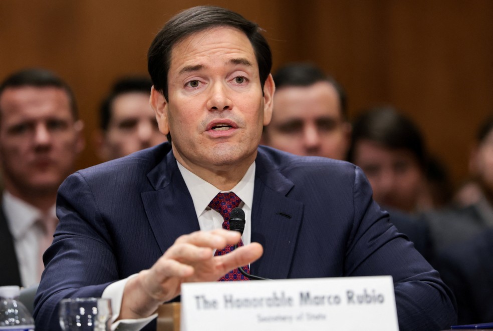 Secretário de Estado dos EUA, Marco Rubio, presta depoimento sobre operação militar na Venezuela em audiência no Senado dos EUA, em Washington D.C., em 28 de janeiro de 2026. — Foto: REUTERS/Jonathan Ernst
