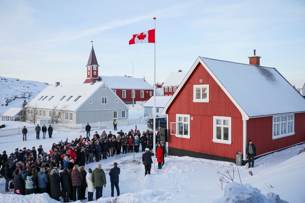 Abertura do consulado do Canadá em Nuuk, em 6 de fevereiro de 2026 — Foto: REUTERS/Stoyan Nenov